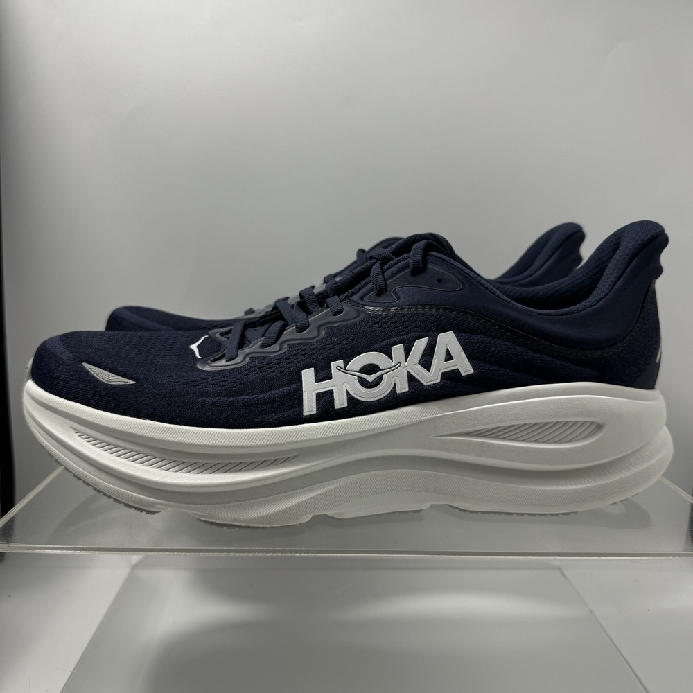Hoka One One Bondi 9 White Blue 1162011 VYN Running Shoes Men's Size 14 D